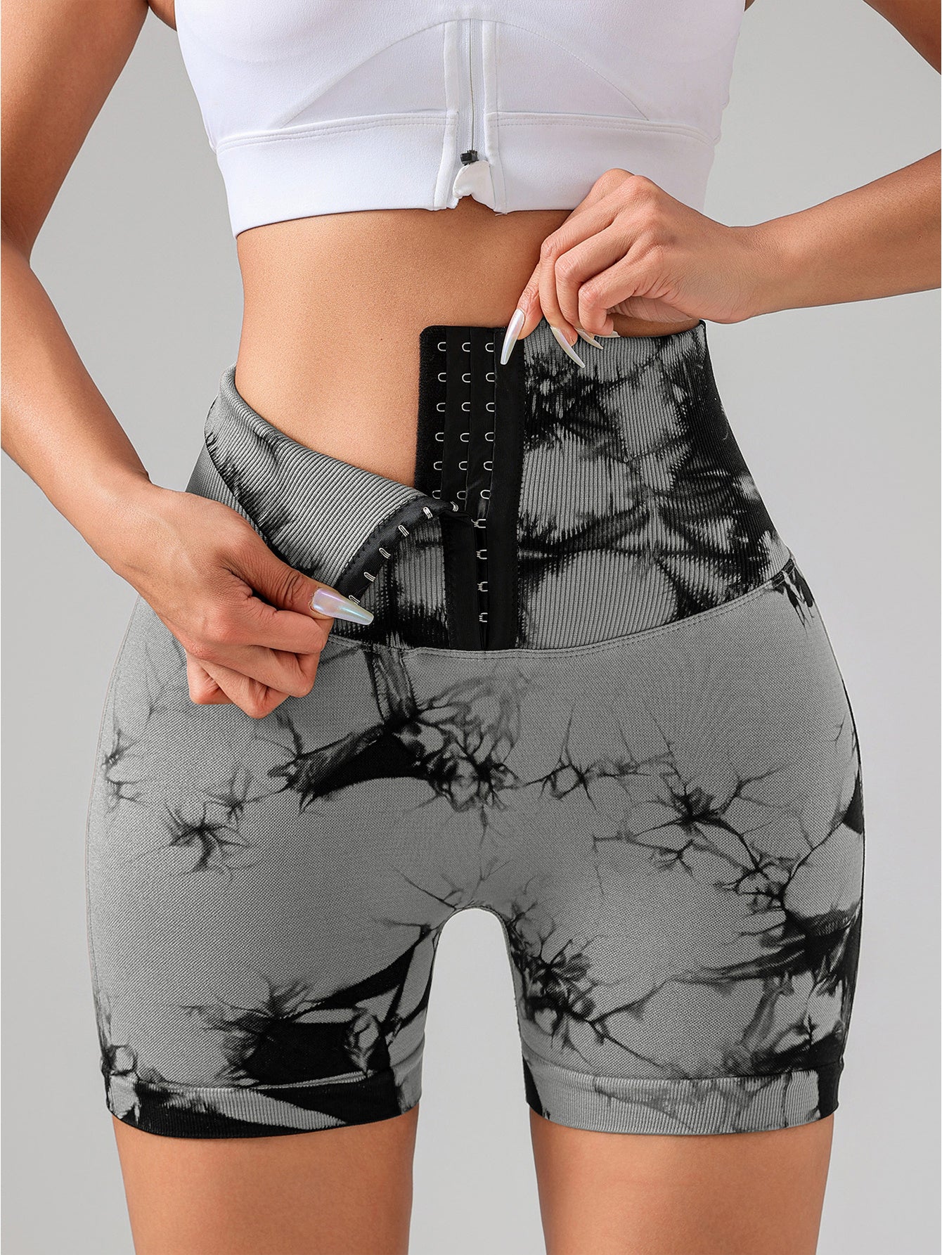 3 Pack 3-ROW HOOK Seamless Tie Dye Tummy Control Leggings Shape Body Slim Scrunch Butt Lifting Fitness Sports Shorts