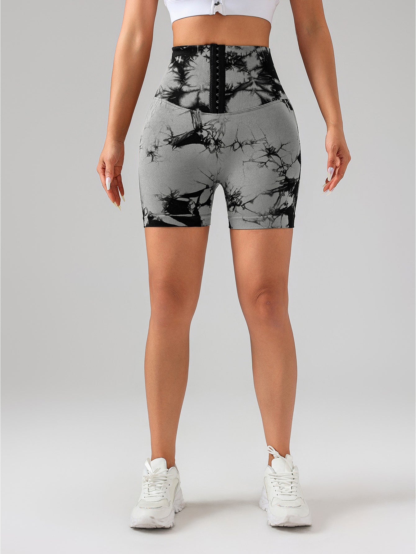 3 Pack 3-ROW HOOK Seamless Tie Dye Tummy Control Leggings Shape Body Slim Scrunch Butt Lifting Fitness Sports Shorts