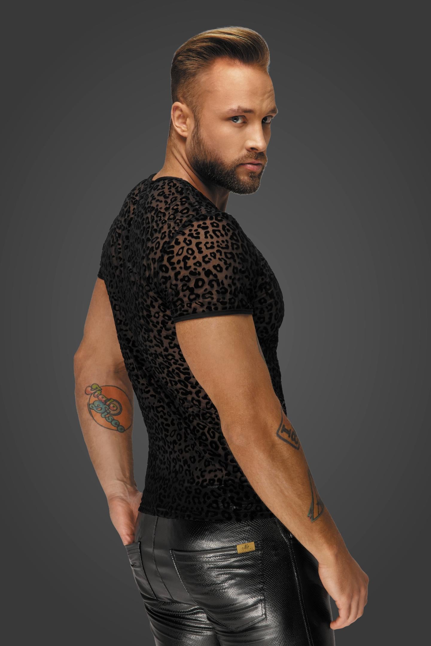 Leopard flock v-neck t-shirt H071 - 3XL