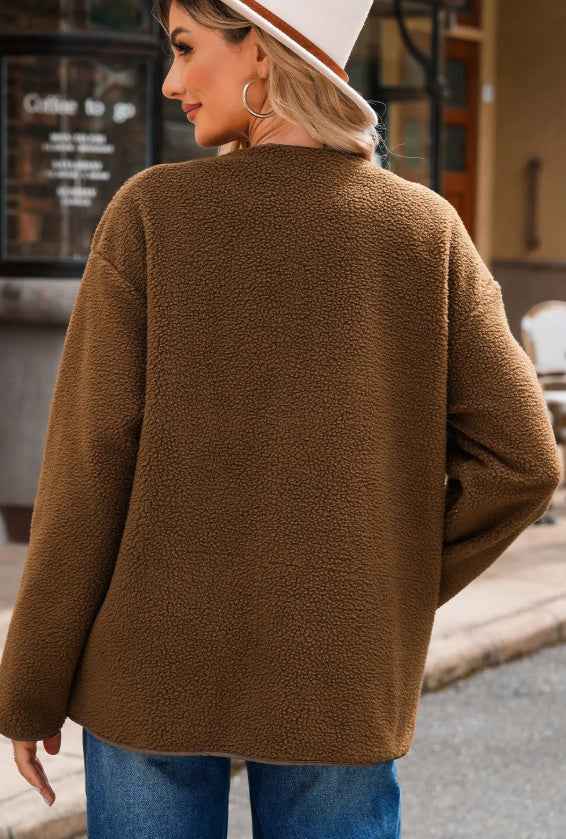 Apricot Toggle Button Teddy Women's Coat