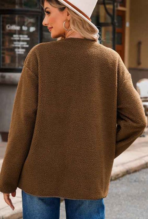 Apricot Toggle Button Teddy Women's Coat
