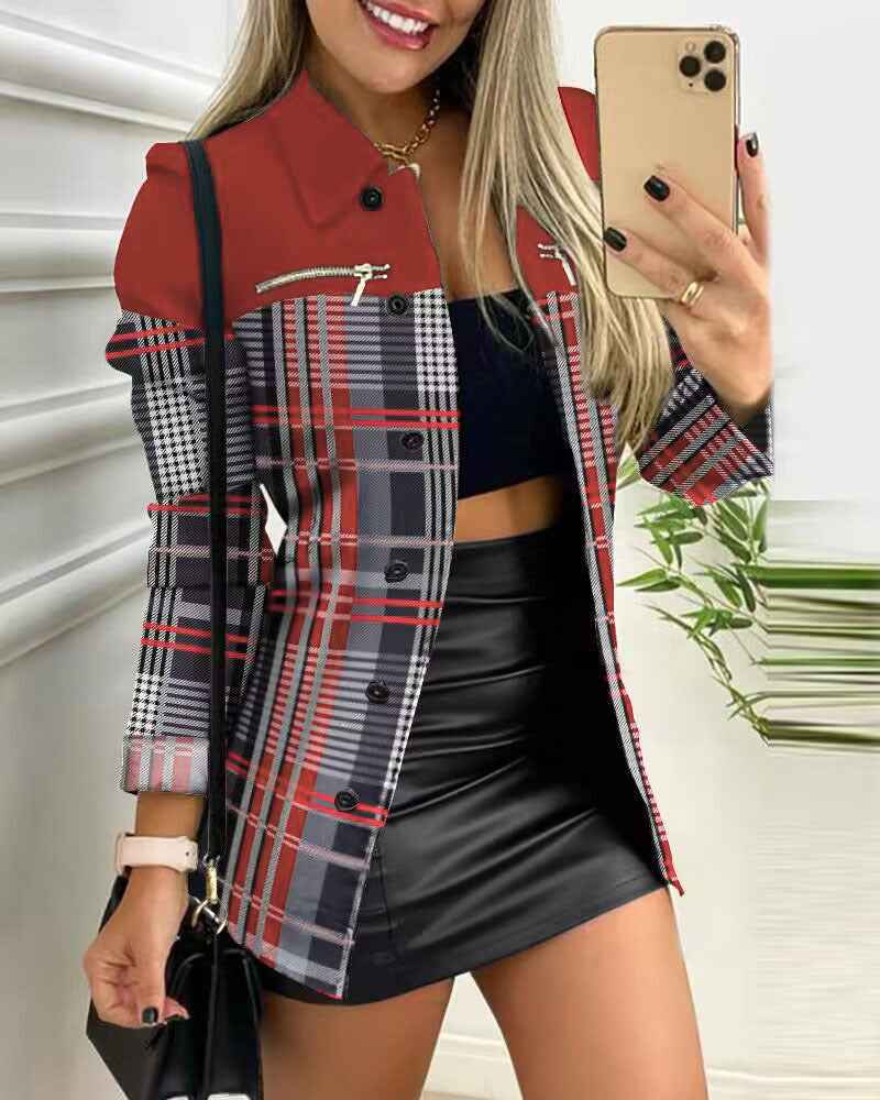 Zipper Color Matching Printing Lapel Small Coat