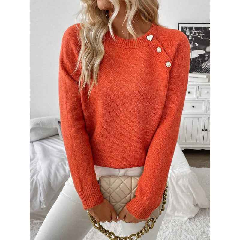 Damenmode Kleid Set Chinesischer Stil - Frauen Freizeit Cardigan mit Knöpfen Strickpullover