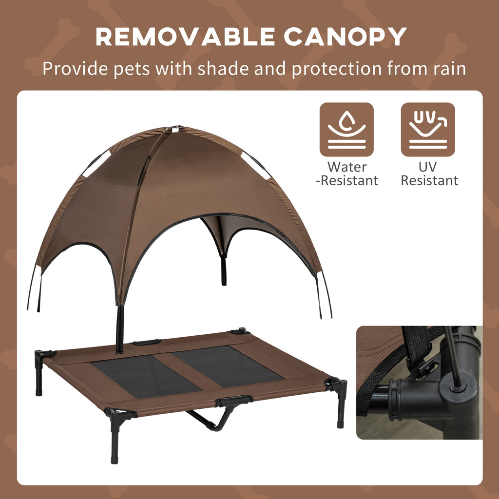 48" x 36" Elevated Portable Dog Cot Cooling Pet Bed with UV Protection Canopy Shade