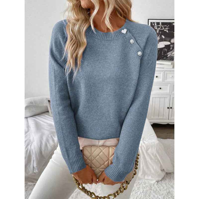 Damenmode Kleid Set Chinesischer Stil - Frauen Freizeit Cardigan mit Knöpfen Strickpullover