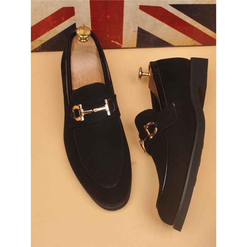 Leather Shoes Men's Casual Suede Shoes Fashion Korean Style Pointed Toe
