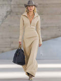 Slim Fit Long Dress Women Casual Long Sleeve Dress