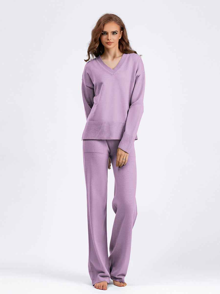 Autumn And Winter New Loose Casual Sweater Pullover Two-piece Set