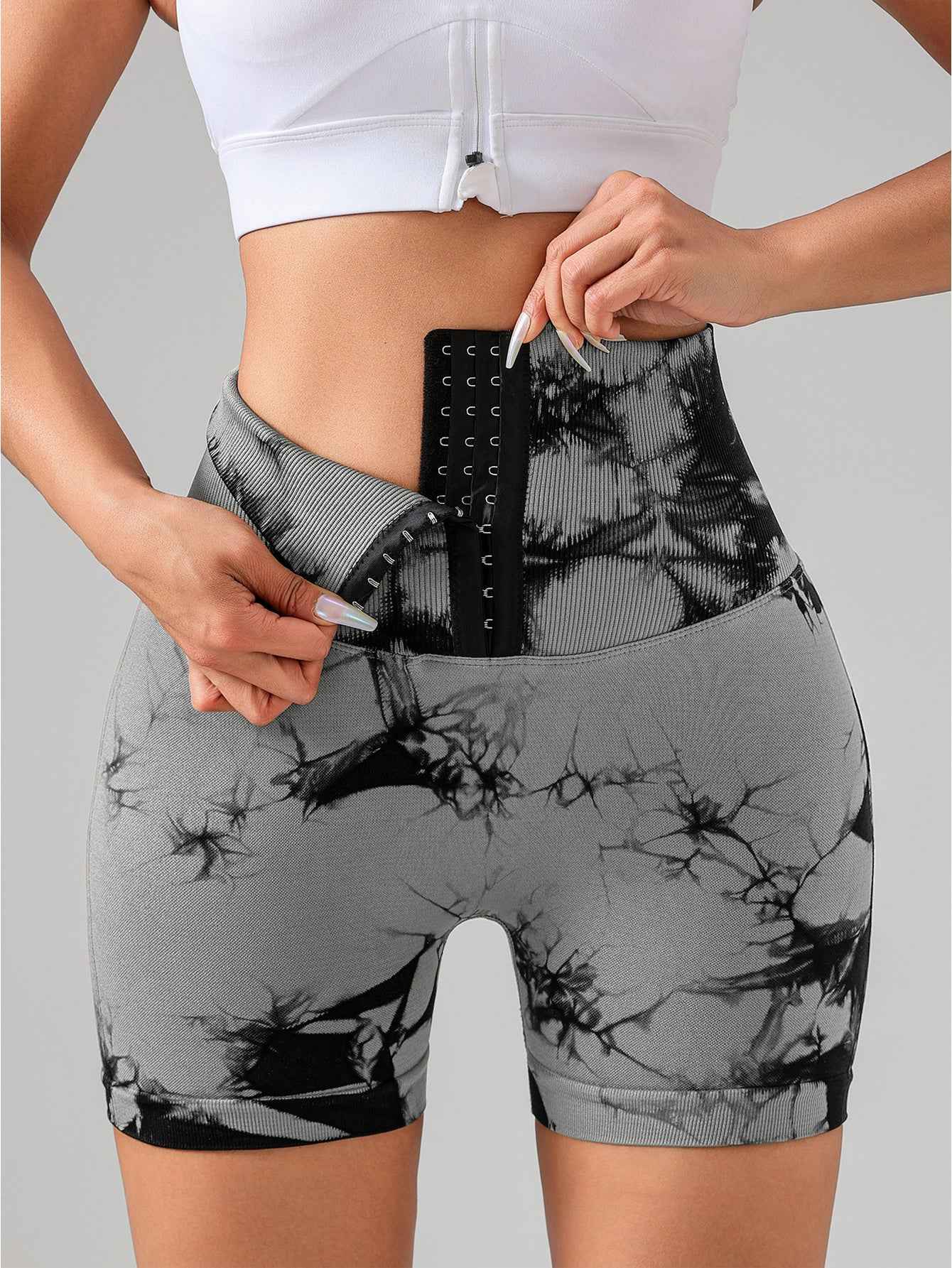 3er Pack Nahtlose Tummy Control Leggings mit 3-REIHEN-HAKEN – Body Shape Slim Scrunch Butt Lift Fitness Shorts