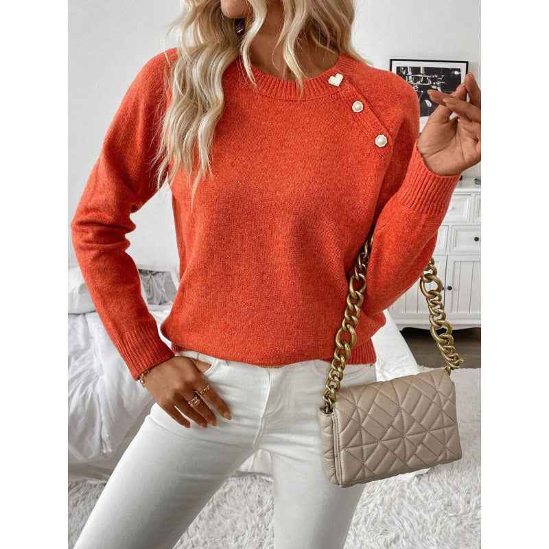 Damenmode Kleid Set Chinesischer Stil - Frauen Freizeit Cardigan mit Knöpfen Strickpullover