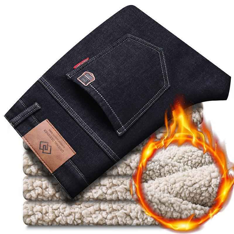 Fleece-lined Thickened Straight Loose Trousers Winter Business Lambswool Casual Pants