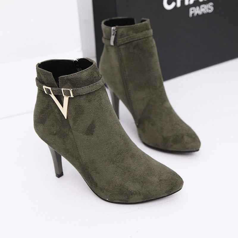British Martin boots new high heel women boots pure V word boots and bare boots woman