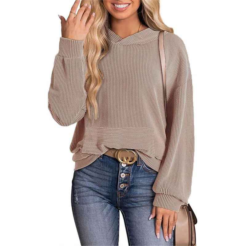 Kapuzenpullover für Damen - Lockerer, gedrehter Bar-Hoodie für Europa und Amerika