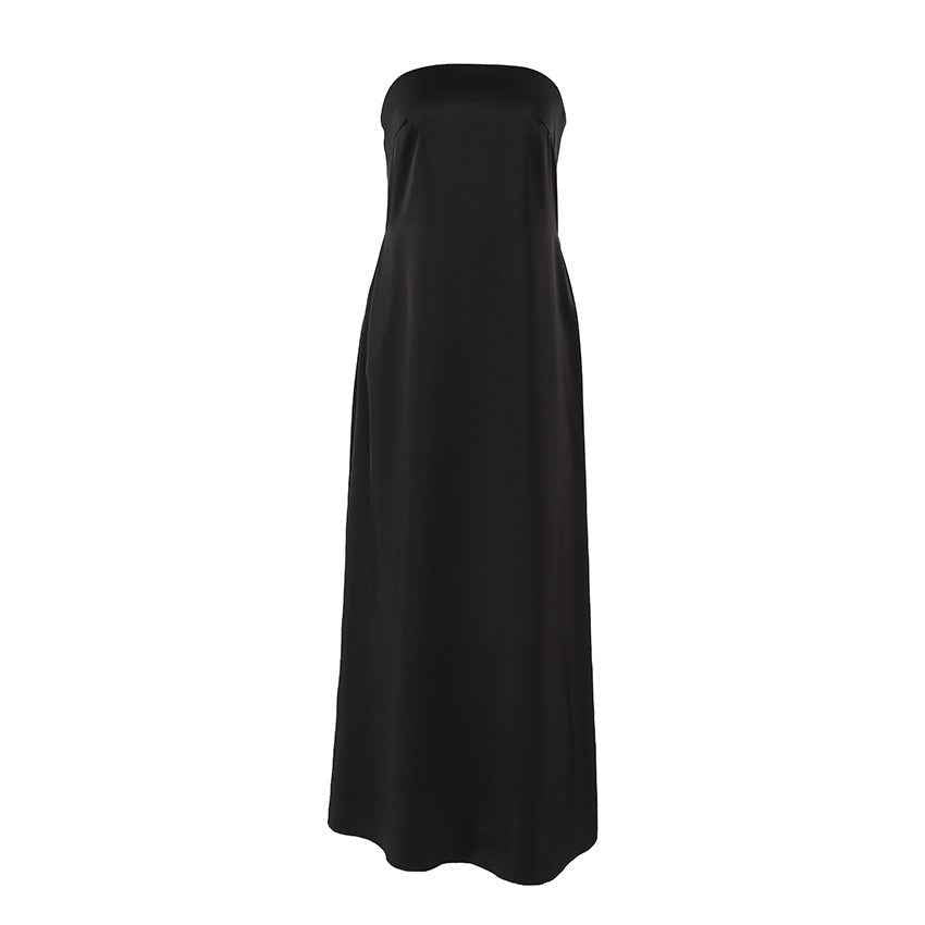 Fashionable Simple Satin Tube Top Dress For Women