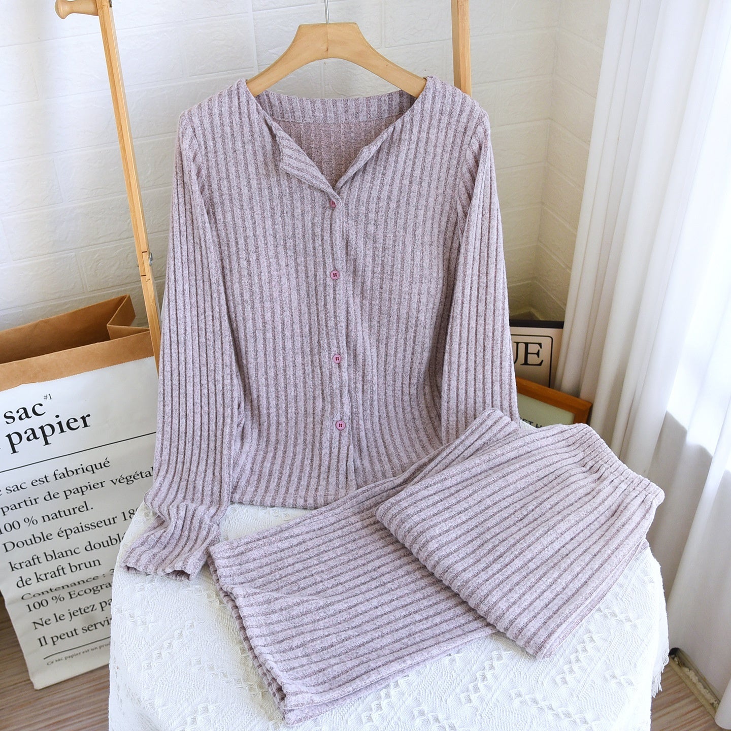 Women's Pure Desire Style Long Sleeve Pants Slimming And Warm Suit