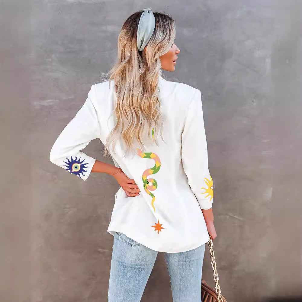 Printed Fashionable Fitted Long Sleeve Small Suit Jacket