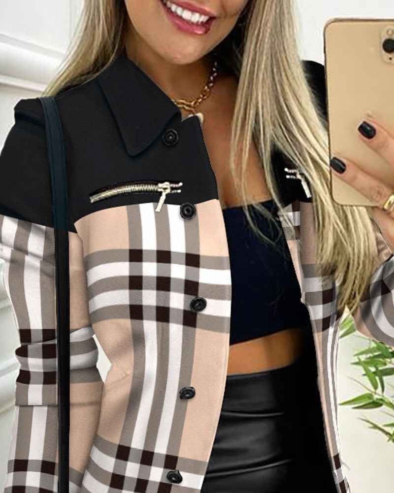 Zipper Color Matching Printing Lapel Small Coat