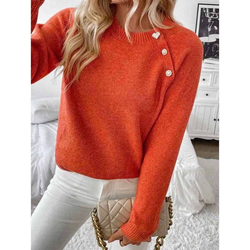 Damenmode Kleid Set Chinesischer Stil - Frauen Freizeit Cardigan mit Knöpfen Strickpullover