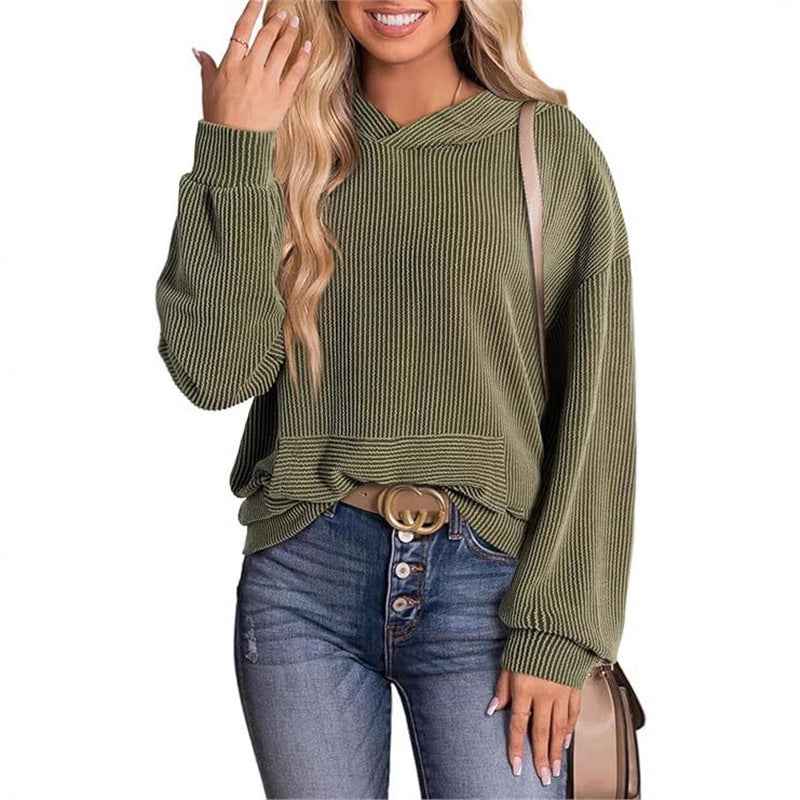 Kapuzenpullover für Damen - Lockerer, gedrehter Bar-Hoodie für Europa und Amerika
