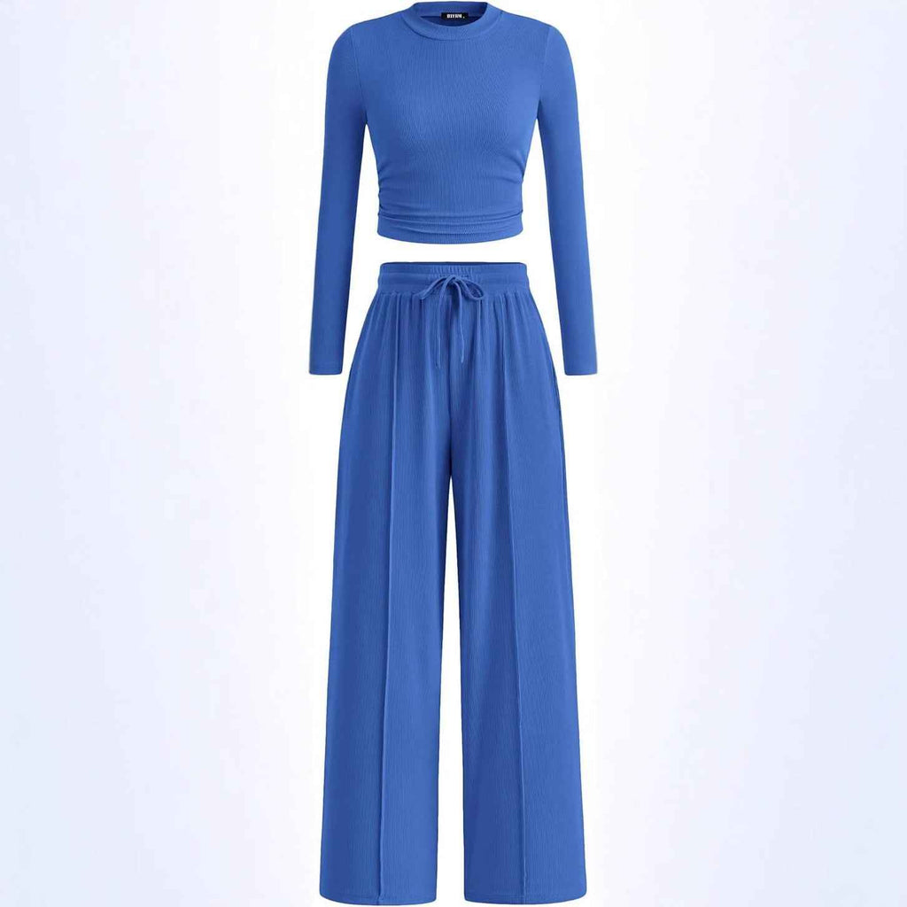 Women's Rib Fashion Navel Casual Suit