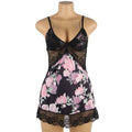 Plus Size Embroidery Patchwork Lace Sleeping Dress