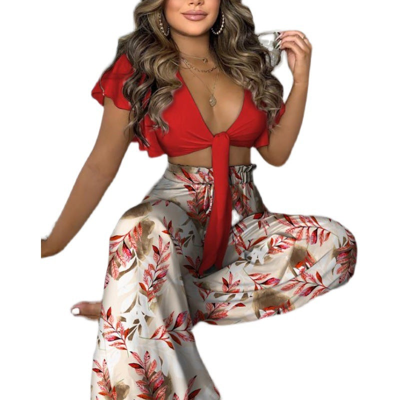 Women's Trousers Lace Up Top Suit