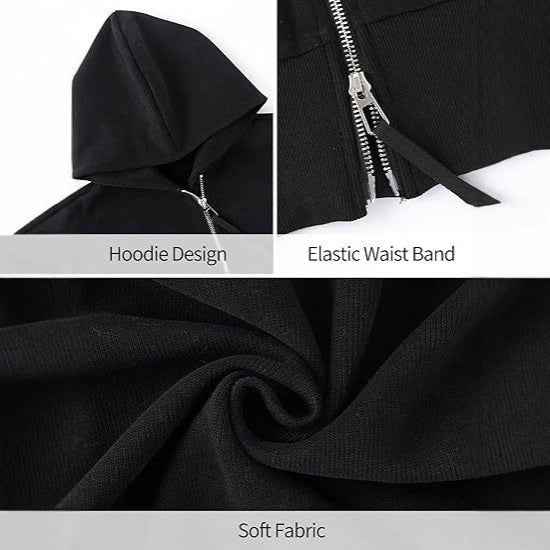 European And American Street Sports Hipster Fashion Casual Double Zip Patchwork Hoodie