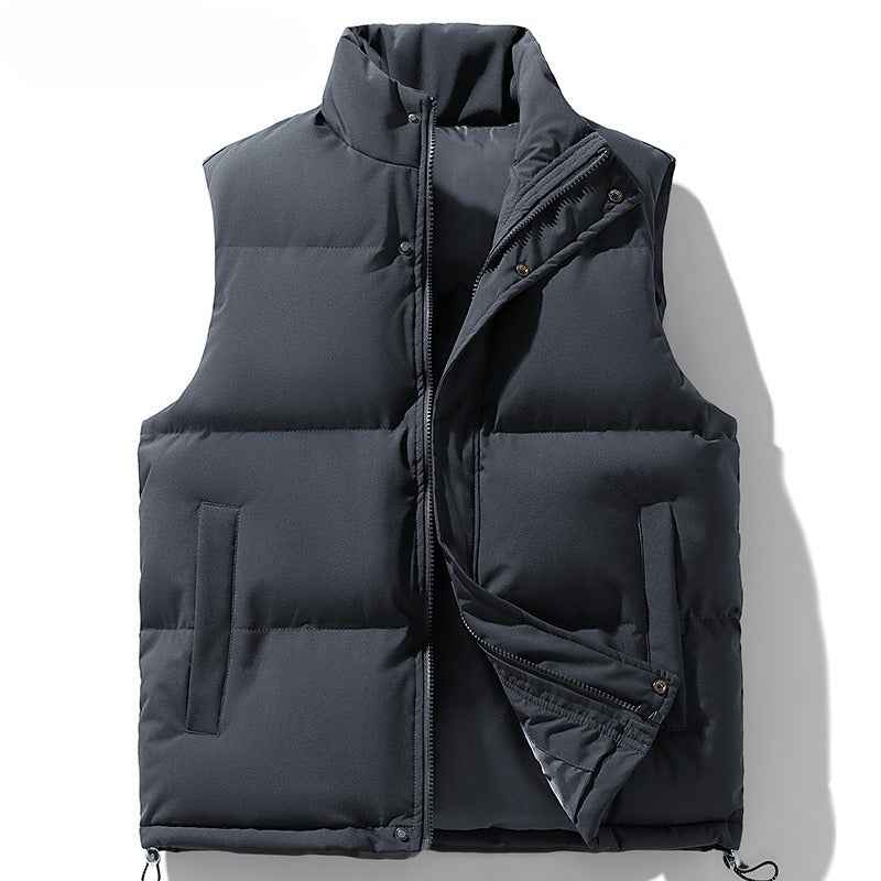 Men's Plus Size Stand Collar Sleeveless Waistcoat Warm Down Cotton Vest