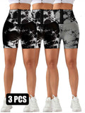 3er Pack Nahtlose Tummy Control Leggings mit 3-REIHEN-HAKEN – Body Shape Slim Scrunch Butt Lift Fitness Shorts