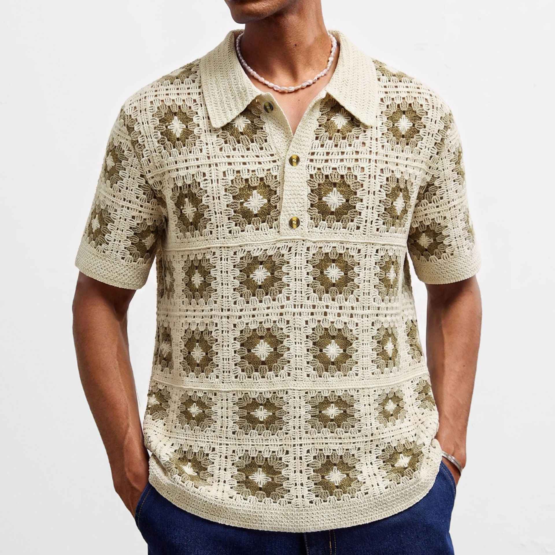 Mens Summer Knitted Short-Sleeve Top