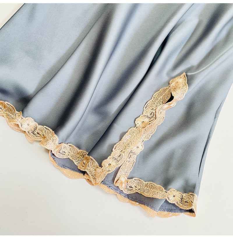 Women's Spring Two Piece Silk Sleeping Dress
