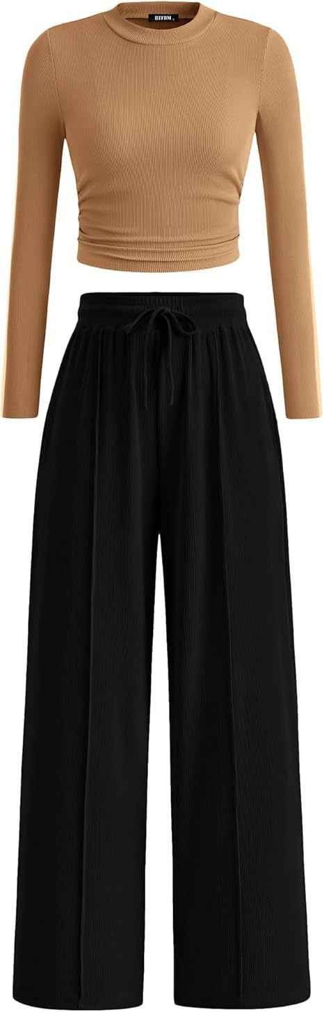 Women's Rib Fashion Navel Casual Suit