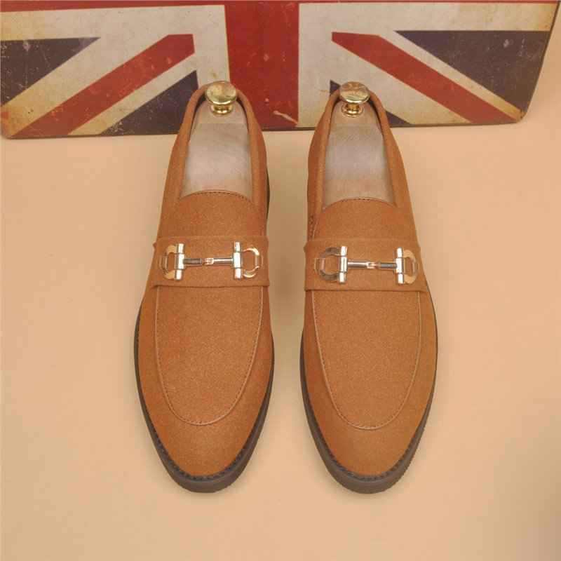 Leather Shoes Men's Casual Suede Shoes Fashion Korean Style Pointed Toe