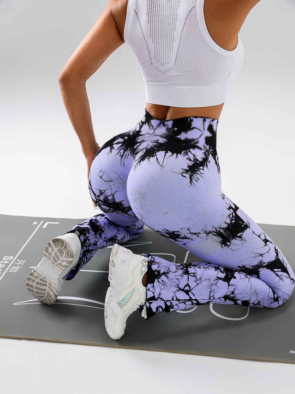 Hochtaillierte Yogahose mit Bauchkontrolle für Frauen – Tie-Dye Stretch Slimming Bootcut Fitness- und Sportleggings
