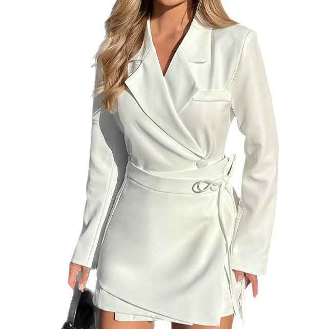 New Design Sense Waist-controlled Lace-up Bow Elegant Dress