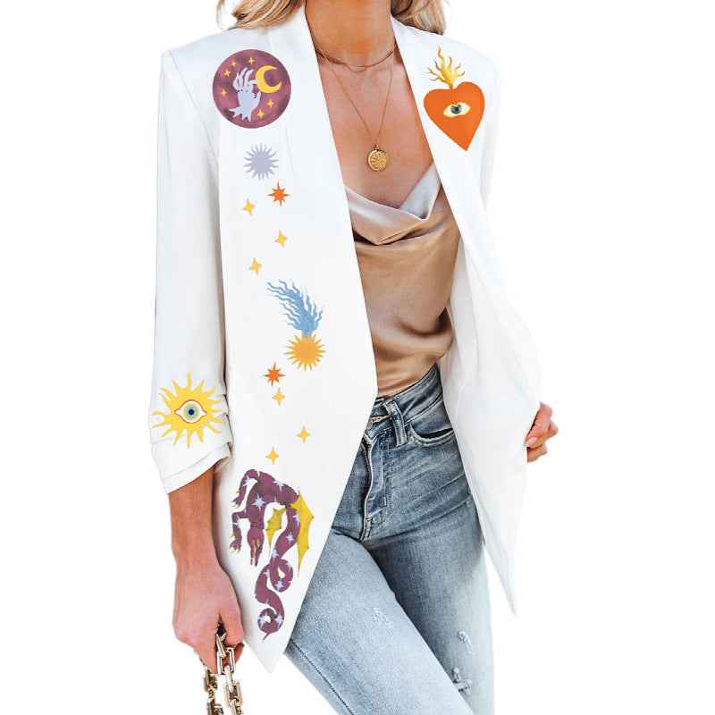 Printed Fashionable Fitted Long Sleeve Small Suit Jacket