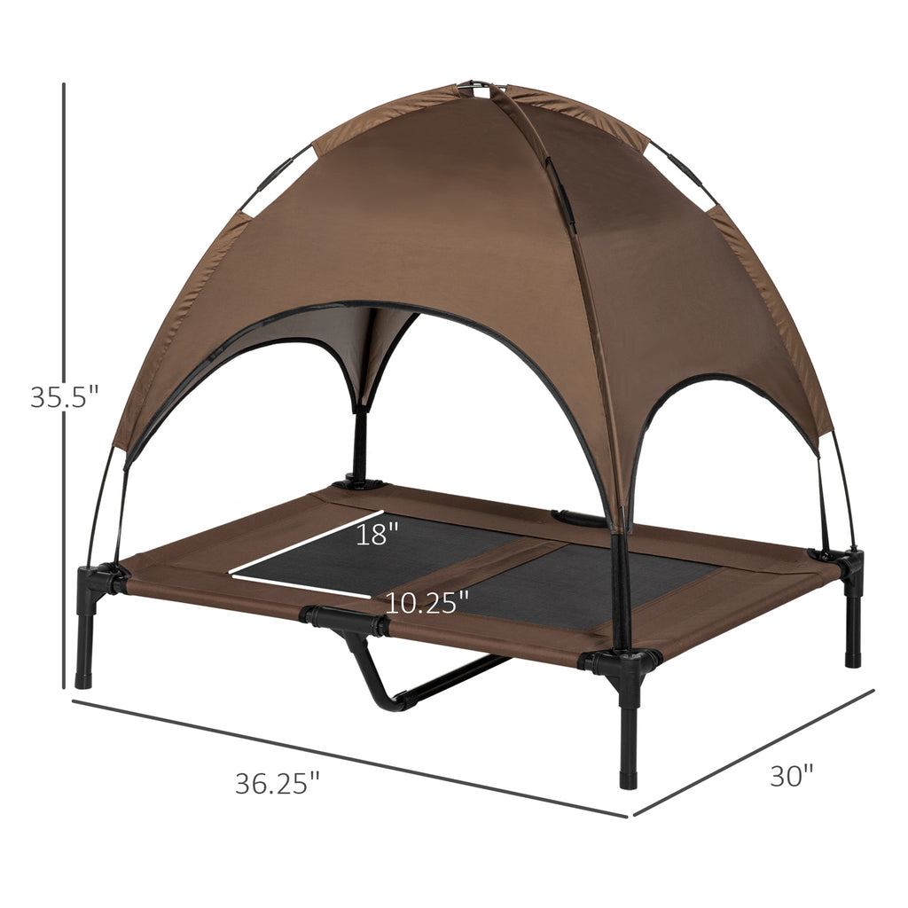 48" x 36" Elevated Portable Dog Cot Cooling Pet Bed with UV Protection Canopy Shade