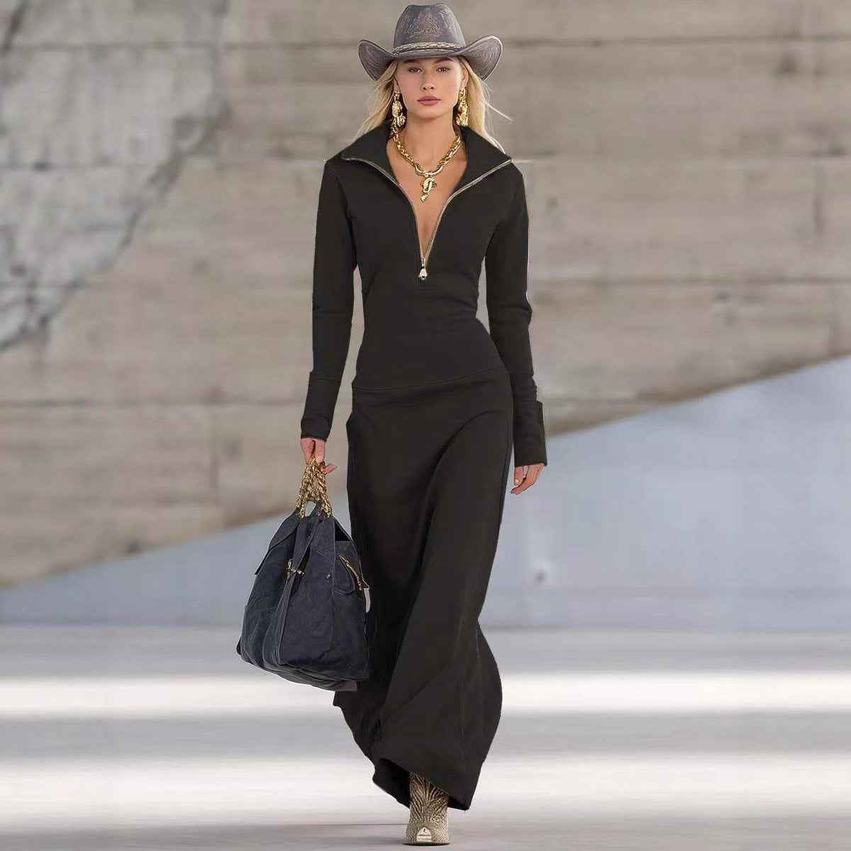 Slim Fit Long Dress Women Casual Long Sleeve Dress