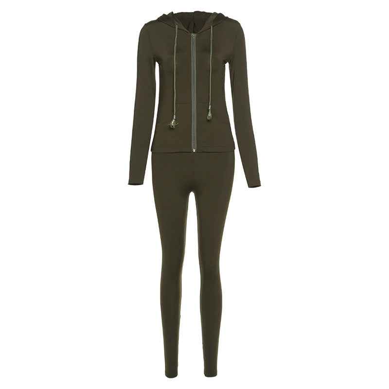 Factory Direct Sales Sports Suit New Women's Multi-color Hooded Slim Fit Casual Suit