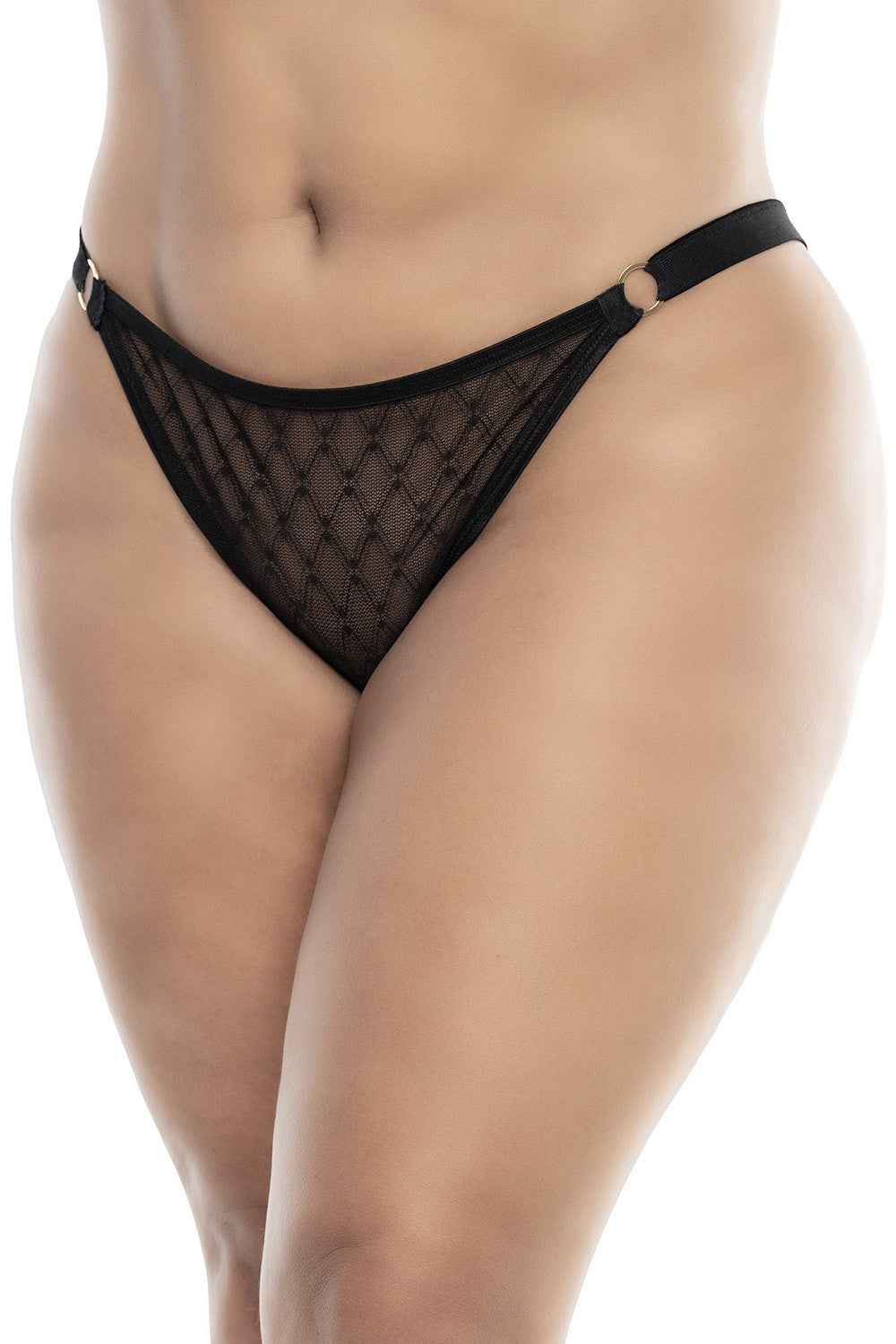 Black Fishnet Nightie, Plus Size - MAL7498XBLK - 3XL/4XL