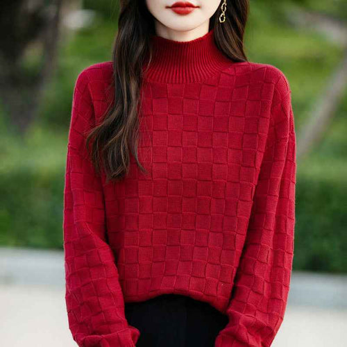 Damen Pullover Langarm Stricktop in einfarbigem Design – Stilvoller, gemütlicher Knitwear für jede Gelegenheit
