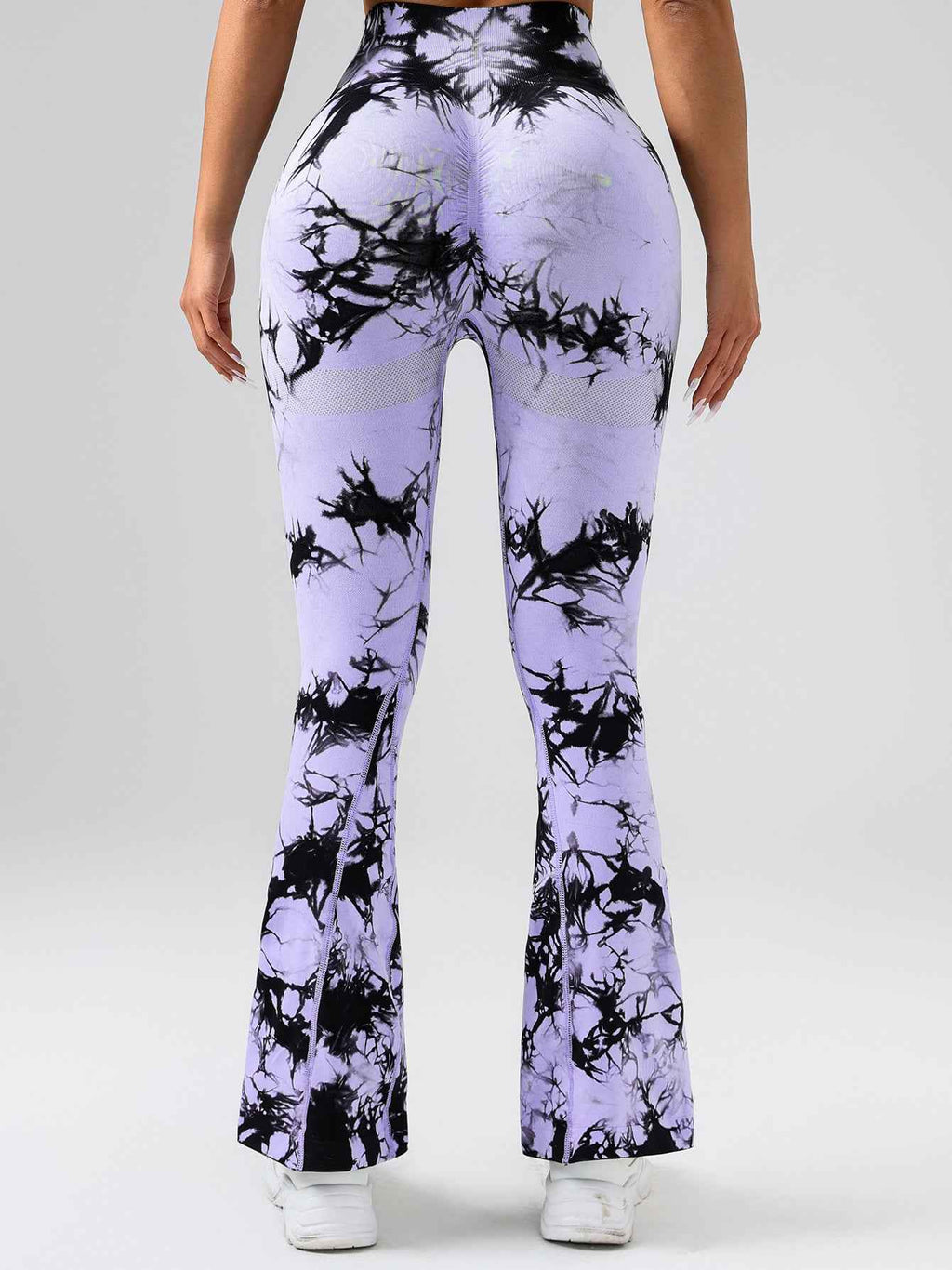 Hochtaillierte Yogahose mit Bauchkontrolle für Frauen – Tie-Dye Stretch Slimming Bootcut Fitness- und Sportleggings