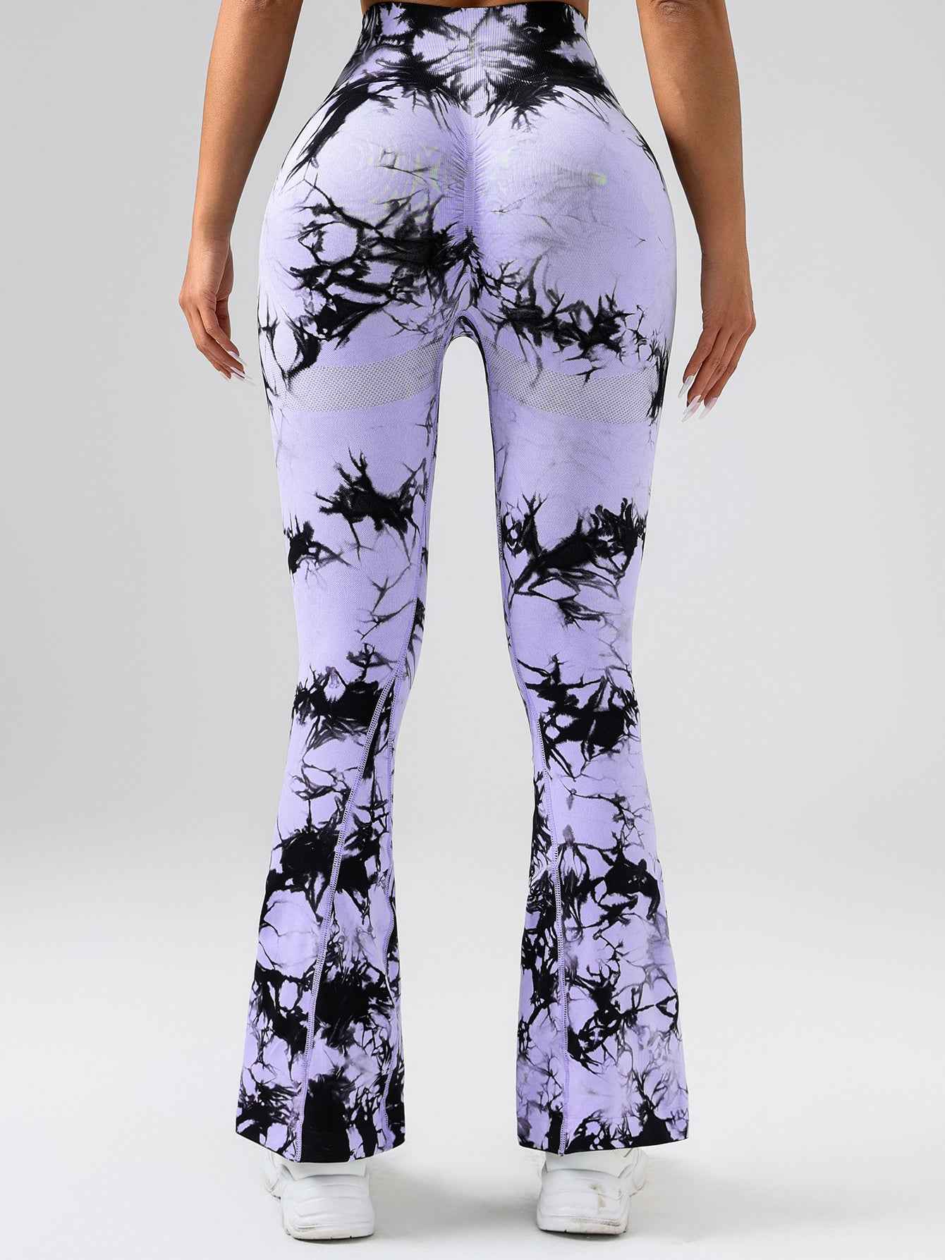 Hochtaillierte Yogahose mit Bauchkontrolle für Frauen – Tie-Dye Stretch Slimming Bootcut Fitness- und Sportleggings