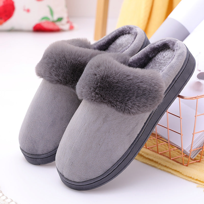 Cute Cartoon Ball Ball Rabbit Ears Women's Home Cotton Slippers Couple Plush Cotton Slippers