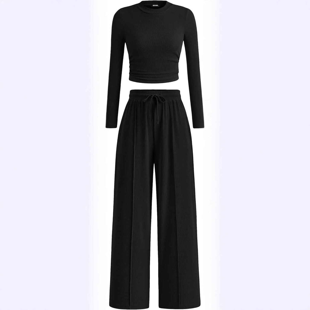 Women's Rib Fashion Navel Casual Suit