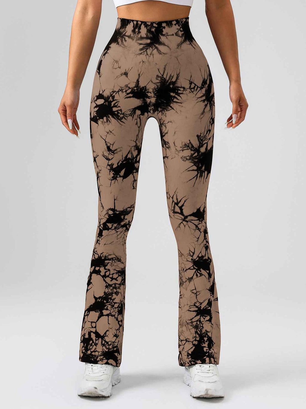 Hochtaillierte Yogahose mit Bauchkontrolle für Frauen – Tie-Dye Stretch Slimming Bootcut Fitness- und Sportleggings
