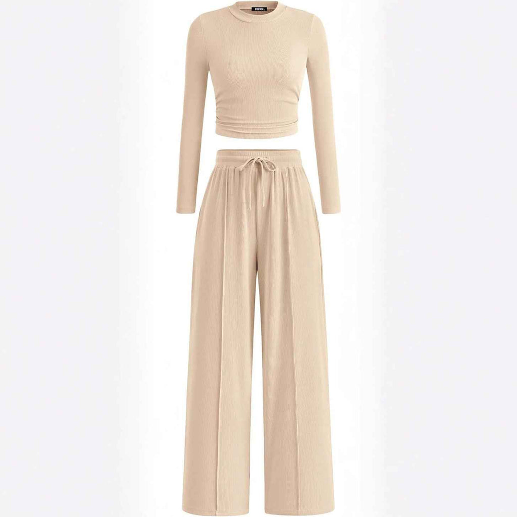 Women's Rib Fashion Navel Casual Suit