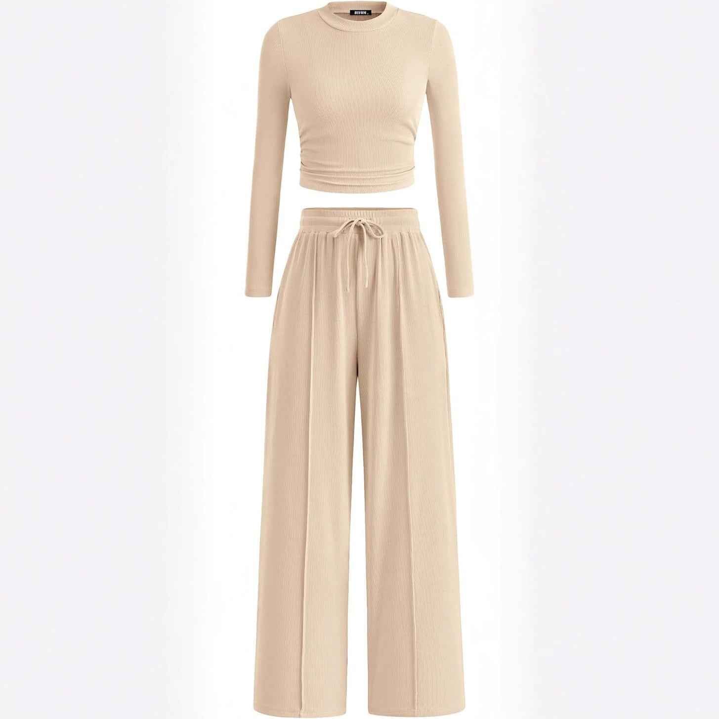 Women's Rib Fashion Navel Casual Suit