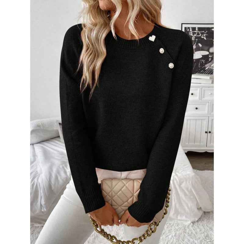 Damenmode Kleid Set Chinesischer Stil - Frauen Freizeit Cardigan mit Knöpfen Strickpullover