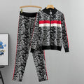 Leopard Print Knitted Sports Suit For Women